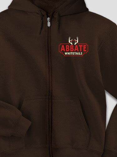 Whitetails Dark Chocolate Embroidered Zippered Hooded Sweatshirt