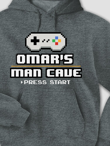 Gamer Man Cave Dark Heather Adult Hooded Sweatshirt