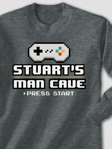 Gamer Man Cave Dark Heather Adult Long Sleeve