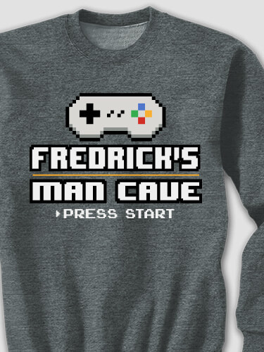 Gamer Man Cave Dark Heather Adult Sweatshirt