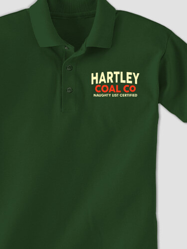 Christmas Coal Company Forest Green Embroidered Polo Shirt