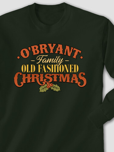 Old Fashioned Christmas Forest Green Adult Long Sleeve