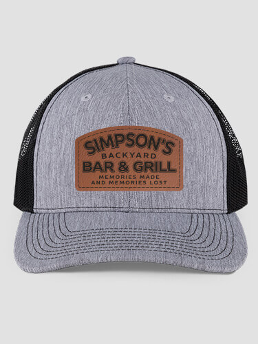 Backyard Bar and Grill Heathered Grey/Black Structured Trucker Hat with Patch