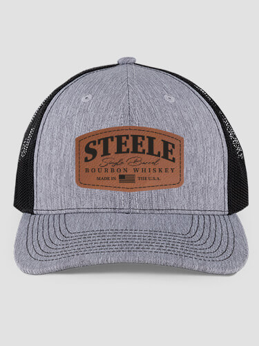 Bourbon Whiskey Heathered Grey/Black Structured Trucker Hat with Patch