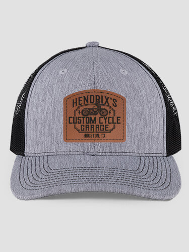 Custom Cycle Garage Heathered Grey/Black Structured Trucker Hat with Patch