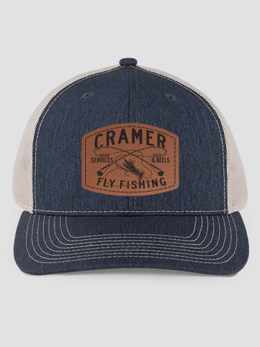 Fly Fishing Guide Heathered Navy/Khaki Structured Trucker Hat with Patch