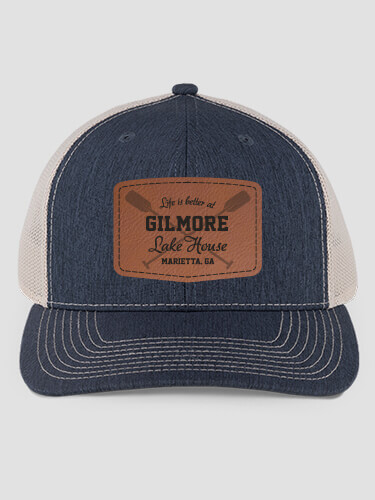Lake House Heathered Navy/Khaki Structured Trucker Hat with Patch