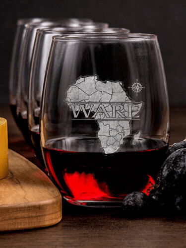 African Heritage NA 1 Cheese Board 4 Wine Glass Gift Set - Engraved