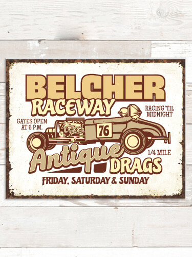 Antique Drag Race NA Tin Sign 16 x 12.5