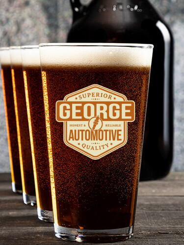 Automotive NA 1 Color Printed Growler 4 Color Pint Glass Gift Set