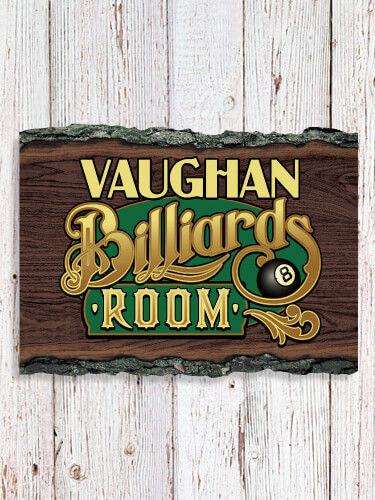 Billiards Room NA Faux Sliced Log Plaque