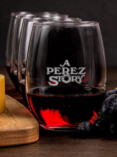 Christmas Story NA 1 Cheese Board 4 Wine Glass Gift Set - Engraved