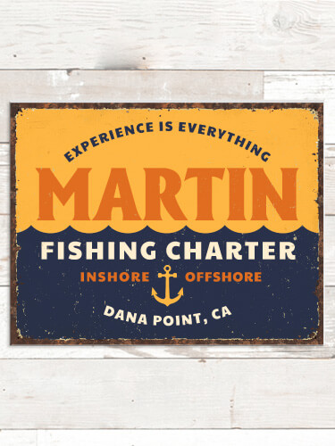 Fishing Charter NA Tin Sign 16 x 12.5