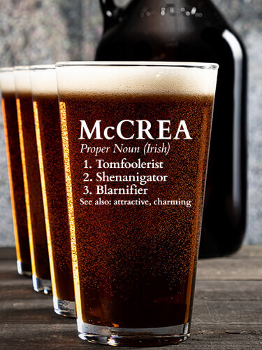 Irish Definition NA 1 Color Printed Growler 4 Color Pint Glass Gift Set