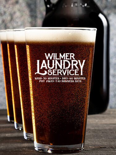 Laundry Service NA 1 Color Printed Growler 4 Color Pint Glass Gift Set