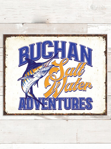 Salt Water Adventures NA Tin Sign 16 x 12.5