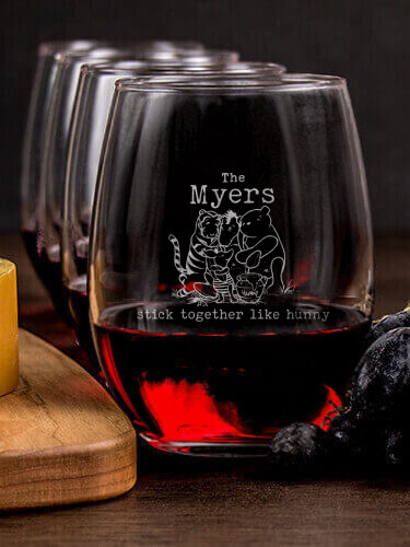 Stick Together NA 1 Cheese Board 4 Wine Glass Gift Set - Engraved