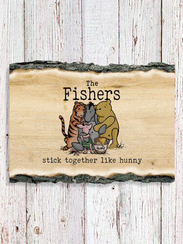 Stick Together NA Faux Sliced Log Plaque