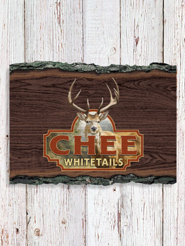 Whitetails NA Faux Sliced Log Plaque