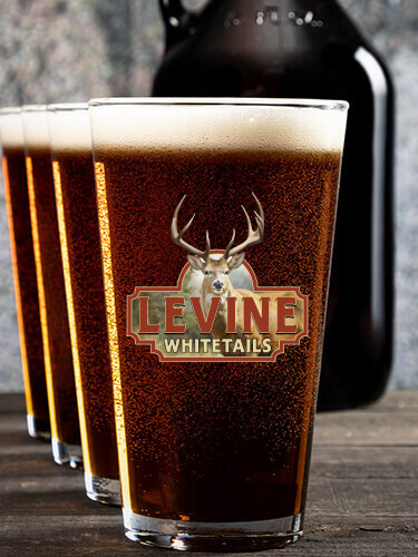 Whitetails NA 1 Color Printed Growler 4 Color Pint Glass Gift Set