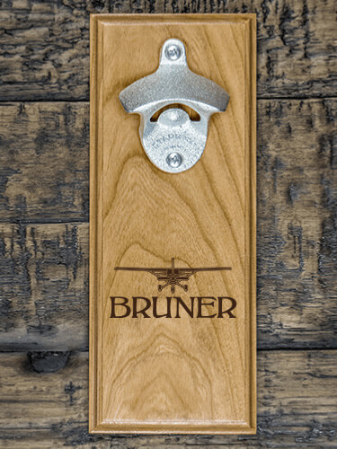 Airplane Natural Cherry Cherry Wall Mount Bottle Opener - Engraved