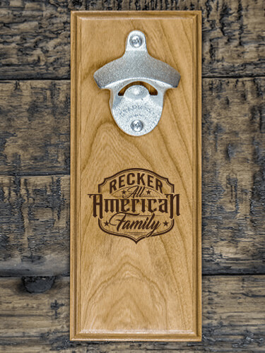 All-American Family Natural Cherry Cherry Wall Mount Bottle Opener - Engraved