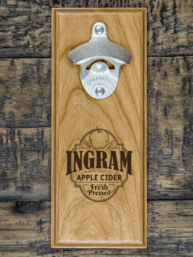 Apple Cider Natural Cherry Cherry Wall Mount Bottle Opener - Engraved