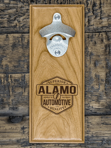 Automotive Natural Cherry Cherry Wall Mount Bottle Opener - Engraved