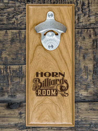 Billiards Room Natural Cherry Cherry Wall Mount Bottle Opener - Engraved