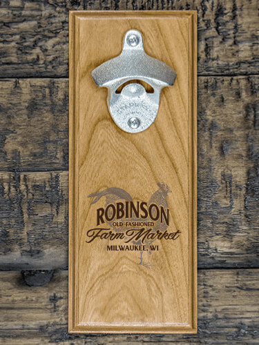 Farm Market Natural Cherry Cherry Wall Mount Bottle Opener - Engraved