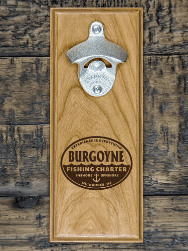 Fishing Charter Natural Cherry Cherry Wall Mount Bottle Opener - Engraved