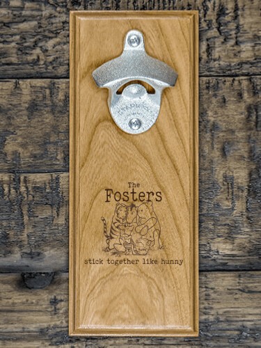 Stick Together Natural Cherry Cherry Wall Mount Bottle Opener - Engraved