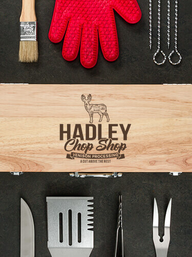 Natural Hevea Hardwood Chop Shop Personalized bbq-set 