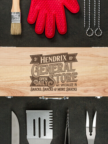 General Store Natural Hevea Hardwood 10 Piece BBQ Set