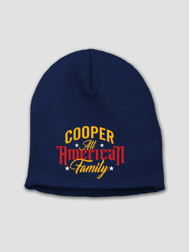 All-American Family Navy Embroidered Beanie