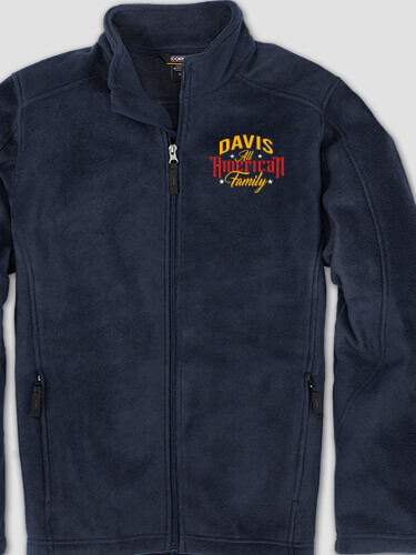 All-American Family Navy Embroidered Zippered Fleece