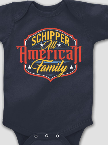 All-American Family Navy Baby Bodysuit