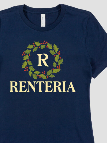 Navy Christmas Monogram Personalized premium-ladies-tshirt 