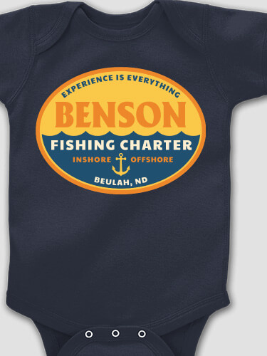 Fishing Charter Navy Baby Bodysuit