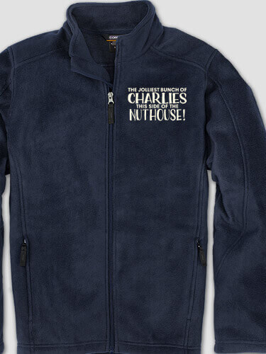 Jolliest Bunch Navy Embroidered Zippered Fleece