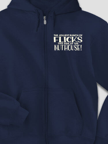 Jolliest Bunch Navy Embroidered Zippered Hooded Sweatshirt