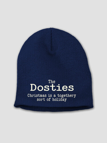 Togethery Holiday Navy Embroidered Beanie