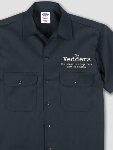 Togethery Holiday Navy Embroidered Work Shirt