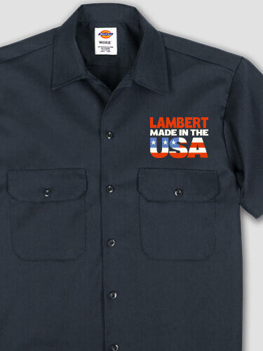 USA Family Navy Embroidered Work Shirt