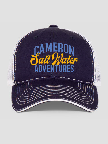 Salt Water Adventures Navy/White Embroidered Trucker Hat