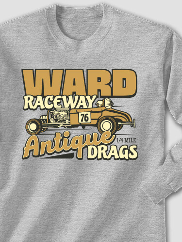 Antique Drag Race Sports Grey Adult Long Sleeve