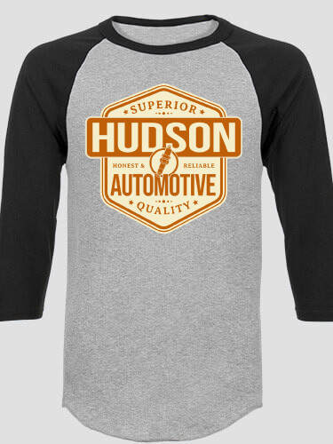 Automotive Sports Grey/Black Adult Raglan 3/4 Sleeve T-Shirt