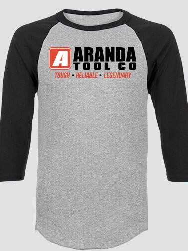 Tool Company Sports Grey/Black Adult Raglan 3/4 Sleeve T-Shirt