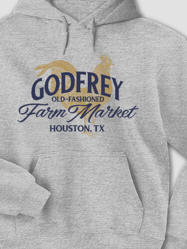 Farm Market Sports Grey Adult Hooded Sweatshirt