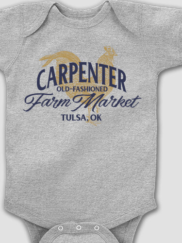 Farm Market Sports Grey Baby Bodysuit